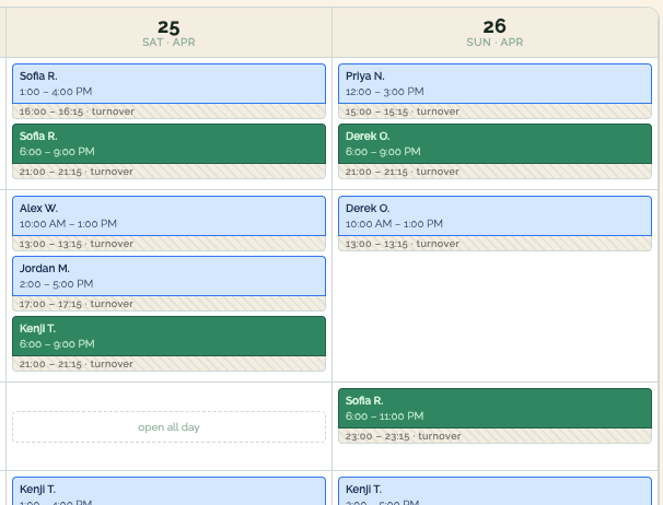 StatBlock venue table calendar